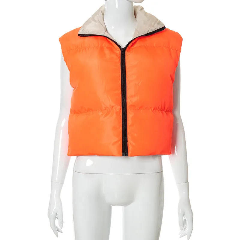contrast color positive and negative two-wear sleeveless vest（AY1338）