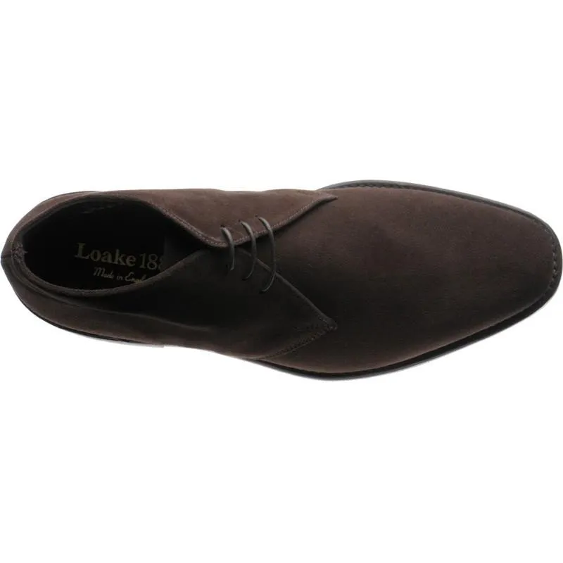 Premium Mens LOAKE Pimlico Dark Brown Suede Chukka Boots 