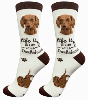 Red Dachshund Crew Socks -Unisex